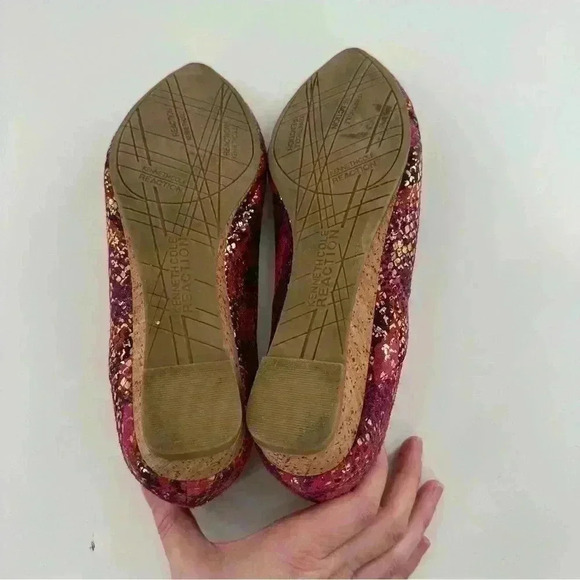 Kenneth Cole Reaction flats size 8 point toe multicolored leather metallic - Picture 6 of 12